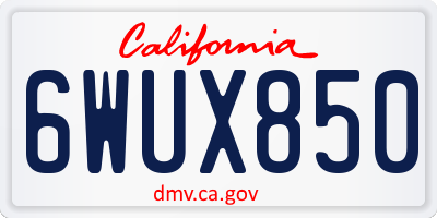 CA license plate 6WUX850