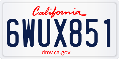 CA license plate 6WUX851