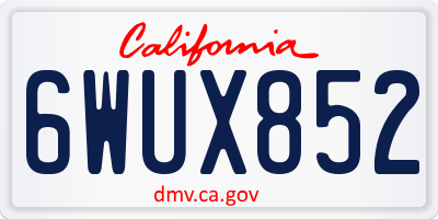CA license plate 6WUX852