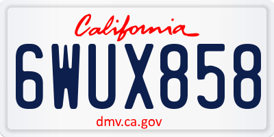 CA license plate 6WUX858