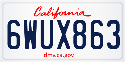 CA license plate 6WUX863