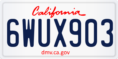 CA license plate 6WUX903