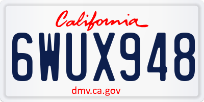 CA license plate 6WUX948
