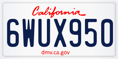 CA license plate 6WUX950