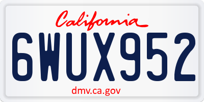 CA license plate 6WUX952