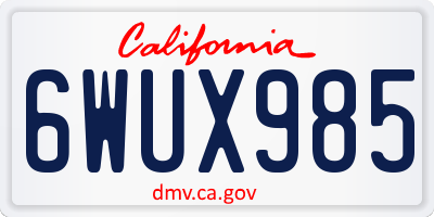 CA license plate 6WUX985