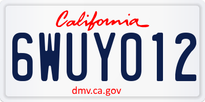 CA license plate 6WUY012