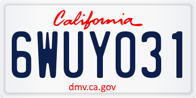 CA license plate 6WUY031