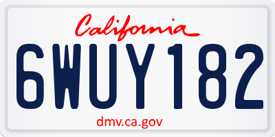 CA license plate 6WUY182