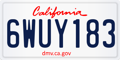 CA license plate 6WUY183