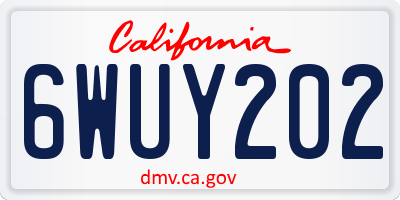 CA license plate 6WUY202