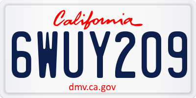 CA license plate 6WUY209