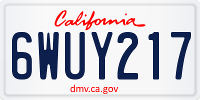 CA license plate 6WUY217