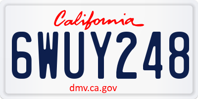 CA license plate 6WUY248