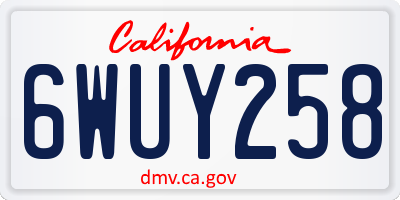 CA license plate 6WUY258