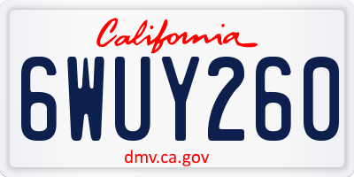 CA license plate 6WUY260