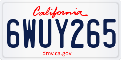 CA license plate 6WUY265