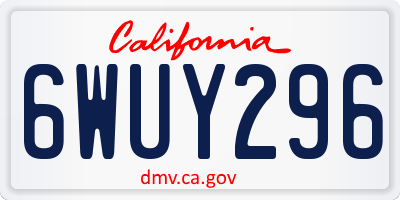 CA license plate 6WUY296
