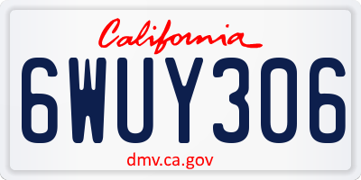 CA license plate 6WUY306