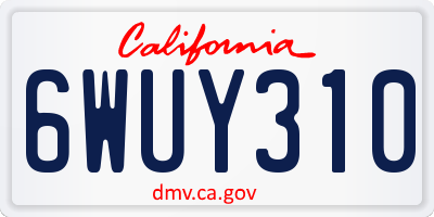 CA license plate 6WUY310