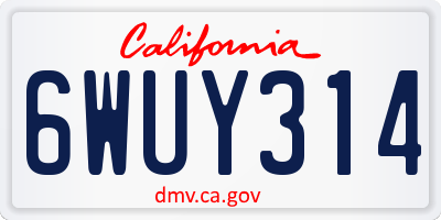 CA license plate 6WUY314
