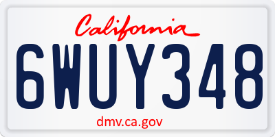 CA license plate 6WUY348