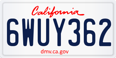 CA license plate 6WUY362