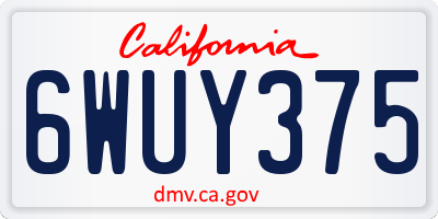 CA license plate 6WUY375