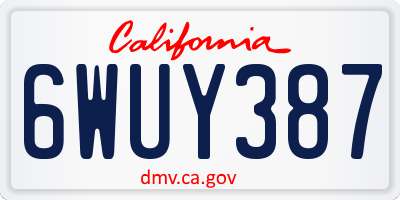 CA license plate 6WUY387