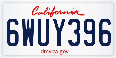 CA license plate 6WUY396
