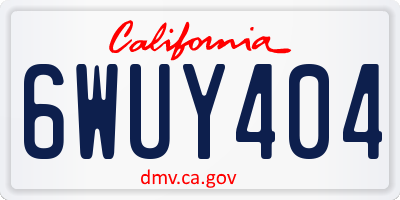 CA license plate 6WUY404