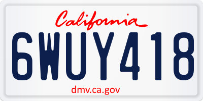 CA license plate 6WUY418