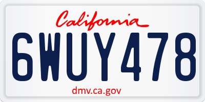 CA license plate 6WUY478