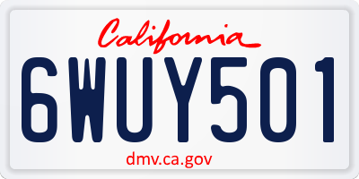 CA license plate 6WUY501