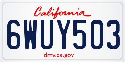 CA license plate 6WUY503