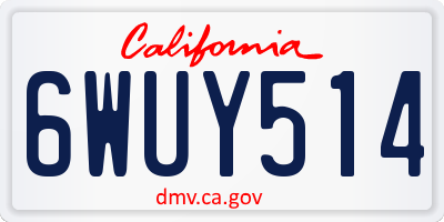 CA license plate 6WUY514