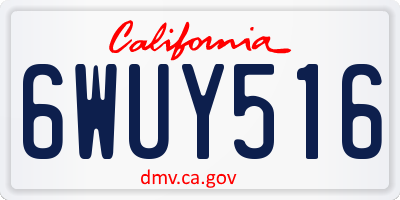 CA license plate 6WUY516