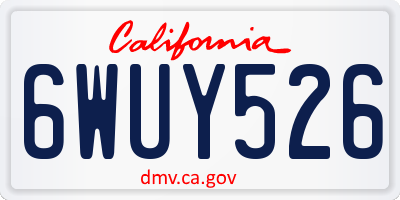 CA license plate 6WUY526