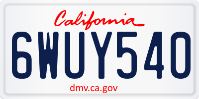 CA license plate 6WUY540