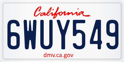 CA license plate 6WUY549