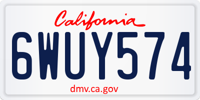 CA license plate 6WUY574