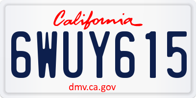 CA license plate 6WUY615