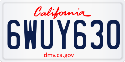 CA license plate 6WUY630