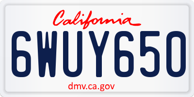 CA license plate 6WUY650