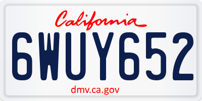 CA license plate 6WUY652
