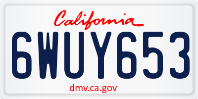 CA license plate 6WUY653