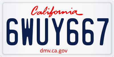 CA license plate 6WUY667