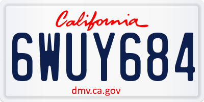CA license plate 6WUY684