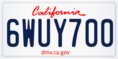 CA license plate 6WUY700