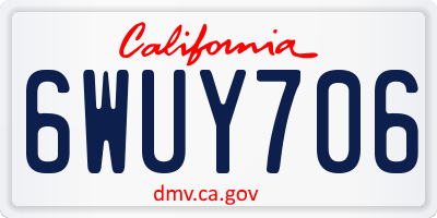 CA license plate 6WUY706